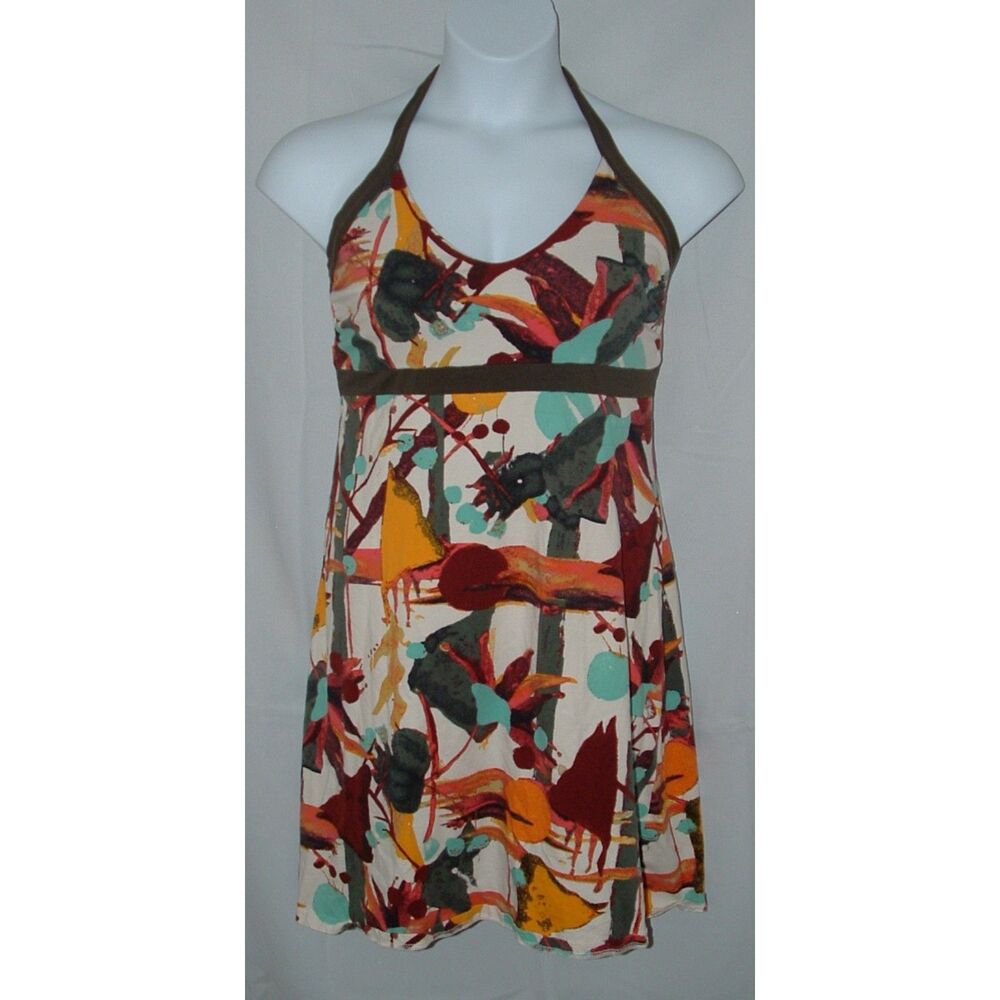 PATAGONIA W's ILIANA Colorful Sz Jr XL Built In Shelf Bra Stretchy Halter Dress - Picture 2 of 5